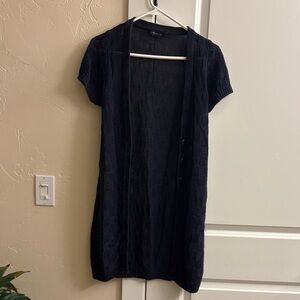 Dark Blue Short Sleeve Knit Cardigan